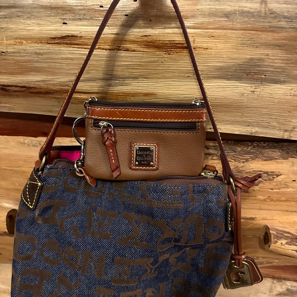 EUC VINTAGE Dooney & Bourke Vintage Denim Brown Velvet Bag - Picture 3 of 6